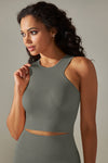 LC264615-P2011-S, LC264615-P2011-M, LC264615-P2011-L, LC264615-P2011-XL, Dark Grey Daily Round Neck Cropped Tank Tops