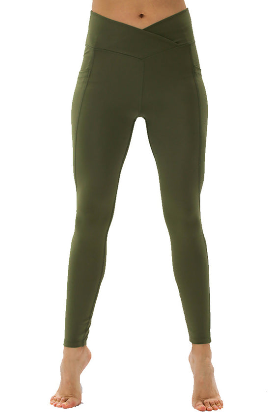 LC2611583-P1609-S, LC2611583-P1609-M, LC2611583-P1609-L, LC2611583-P1609-XL, Moss Green 3pcs Hoodie Strappy Bra And Leggings Active Set