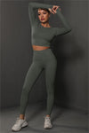 PACK2611590-P1509-1, Dim Gray Solid Long Sleeve Two Piece Yoga Set