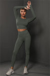 PACK2611590-P1509-1, Dim Gray Solid Long Sleeve Two Piece Yoga Set