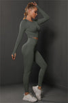 PACK2611590-P1509-1, Dim Gray Solid Long Sleeve Two Piece Yoga Set