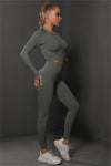 PACK2611590-P1509-1, Dim Gray Solid Long Sleeve Two Piece Yoga Set