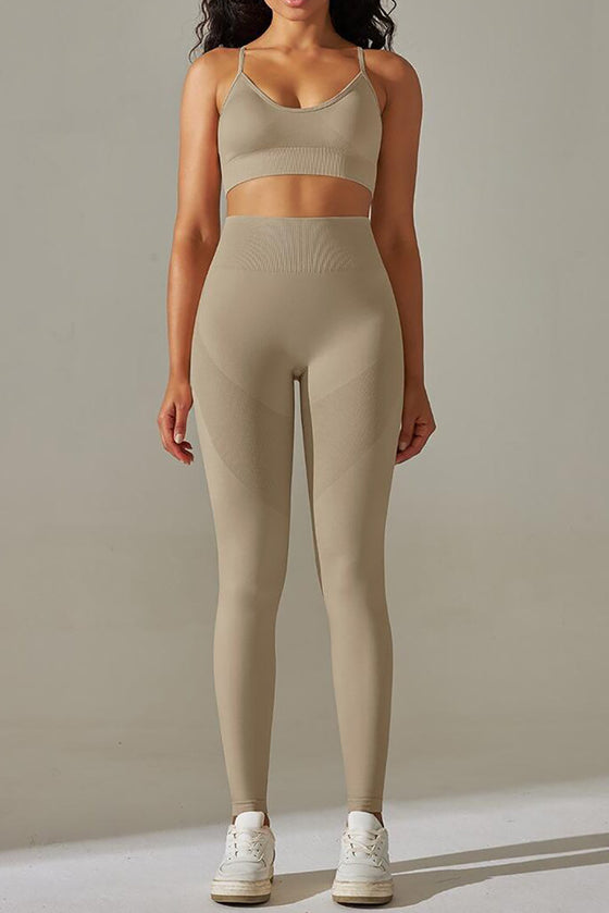 LC265425-P18-S, LC265425-P18-M, LC265425-P18-L, LC265425-P18-XL, Apricot Bodycon Ankle-length Solid Yoga Pants
