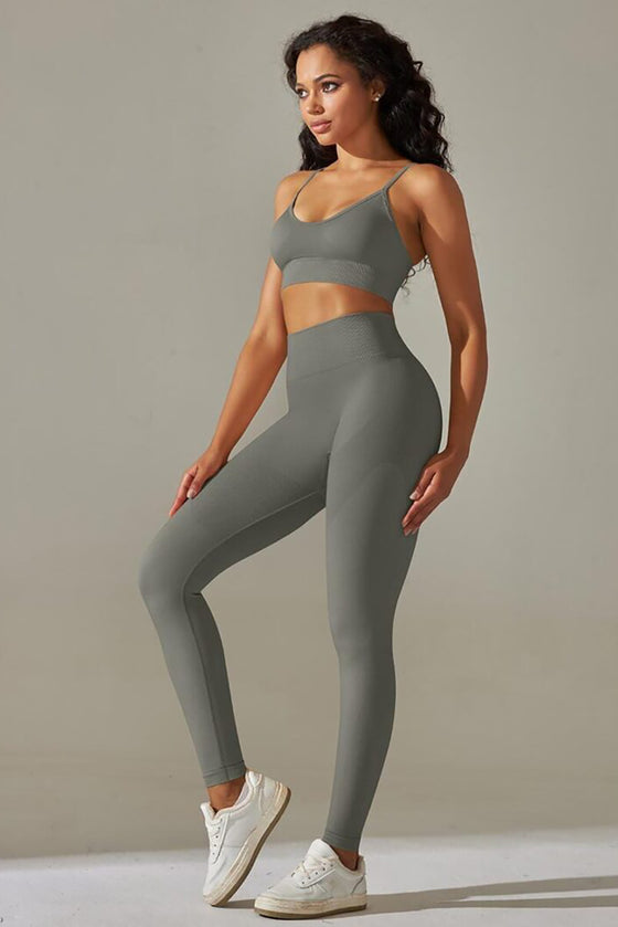 LC265425-P3011-S, LC265425-P3011-M, LC265425-P3011-L, LC265425-P3011-XL, Medium Grey Bodycon Ankle-length Solid Yoga Pants