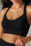 LC264618-P2-S, LC264618-P2-M, LC264618-P2-L, LC264618-P2-XL, Black Active Cropped Sleeveless Straps Yoga Bra
