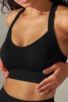 LC264618-P2-S, LC264618-P2-M, LC264618-P2-L, LC264618-P2-XL, Black Active Cropped Sleeveless Straps Yoga Bra