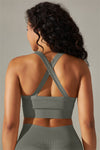 LC264618-P3011-S, LC264618-P3011-M, LC264618-P3011-L, LC264618-P3011-XL, Medium Grey Active Cropped Sleeveless Straps Yoga Bra