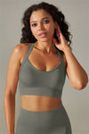 LC264618-P3011-S, LC264618-P3011-M, LC264618-P3011-L, LC264618-P3011-XL, Medium Grey Active Cropped Sleeveless Straps Yoga Bra