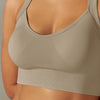 LC264618-P5016-S, LC264618-P5016-M, LC264618-P5016-L, LC264618-P5016-XL, Pale Khaki Active Cropped Sleeveless Straps Yoga Bra