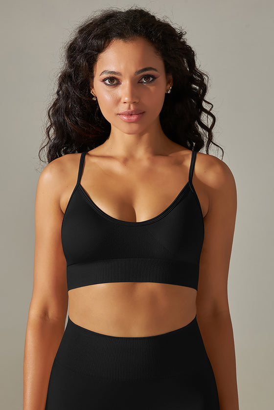 LC264619-P2-S, LC264619-P2-M, LC264619-P2-L, LC264619-P2-XL, Black Outdoor Sleeveless Straps Yoga Bra