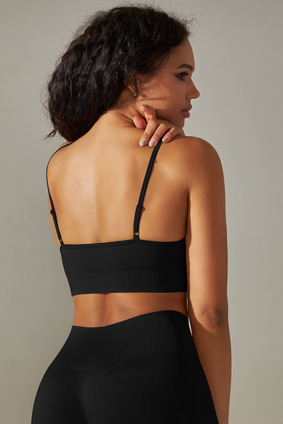 LC264619-P2-S, LC264619-P2-M, LC264619-P2-L, LC264619-P2-XL, Black Outdoor Sleeveless Straps Yoga Bra