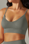 LC264619-P3011-S, LC264619-P3011-M, LC264619-P3011-L, LC264619-P3011-XL, Medium Grey Outdoor Sleeveless Straps Yoga Bra