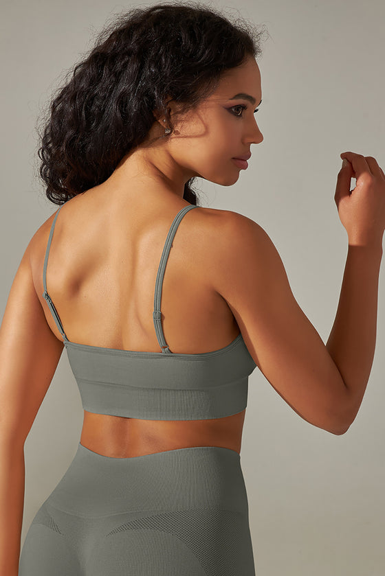 LC264619-P3011-S, LC264619-P3011-M, LC264619-P3011-L, LC264619-P3011-XL, Medium Grey Outdoor Sleeveless Straps Yoga Bra