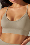 LC264619-P5016-S, LC264619-P5016-M, LC264619-P5016-L, LC264619-P5016-XL, Pale Khaki Outdoor Sleeveless Straps Yoga Bra