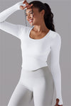 LC264620-P1-S, LC264620-P1-M, LC264620-P1-L, White Outdoor Long Sleeve Active Yoga Top
