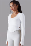 LC264620-P1-S, LC264620-P1-M, LC264620-P1-L, White Outdoor Long Sleeve Active Yoga Top