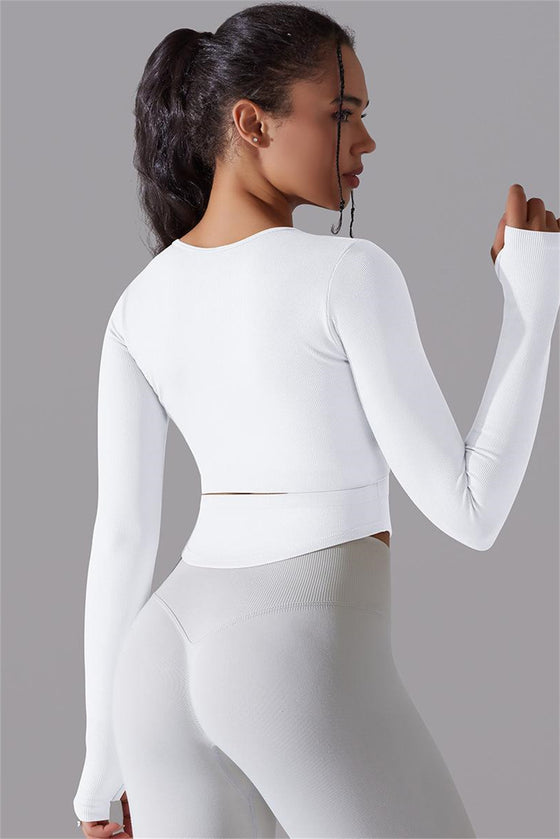 LC264620-P1-S, LC264620-P1-M, LC264620-P1-L, White Outdoor Long Sleeve Active Yoga Top