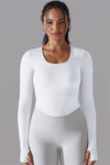 LC264620-P1-S, LC264620-P1-M, LC264620-P1-L, White Outdoor Long Sleeve Active Yoga Top
