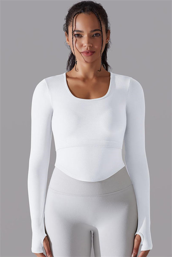 LC264620-P1-S, LC264620-P1-M, LC264620-P1-L, White Outdoor Long Sleeve Active Yoga Top