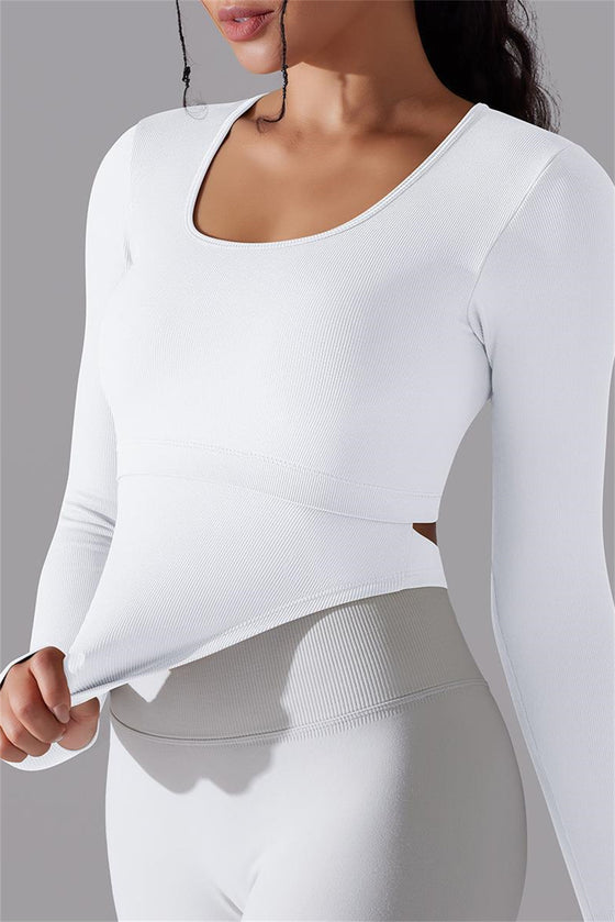 LC264620-P1-S, LC264620-P1-M, LC264620-P1-L, White Outdoor Long Sleeve Active Yoga Top