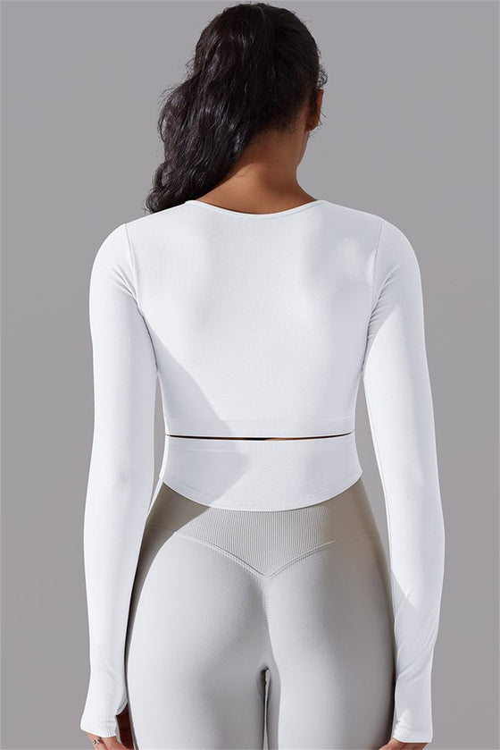 LC264620-P1-S, LC264620-P1-M, LC264620-P1-L, White Outdoor Long Sleeve Active Yoga Top