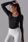LC264620-P2-S, LC264620-P2-M, LC264620-P2-L, Black Outdoor Long Sleeve Active Yoga Top