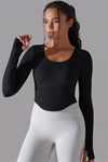 LC264620-P2-S, LC264620-P2-M, LC264620-P2-L, Black Outdoor Long Sleeve Active Yoga Top