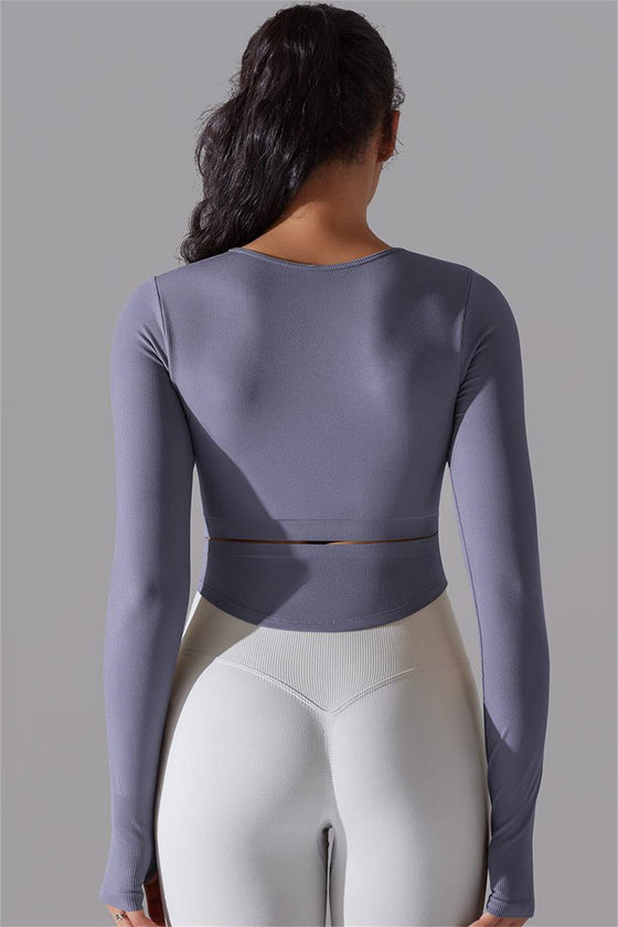 LC264620-P408-S, LC264620-P408-M, LC264620-P408-L, Lilac Outdoor Long Sleeve Active Yoga Top