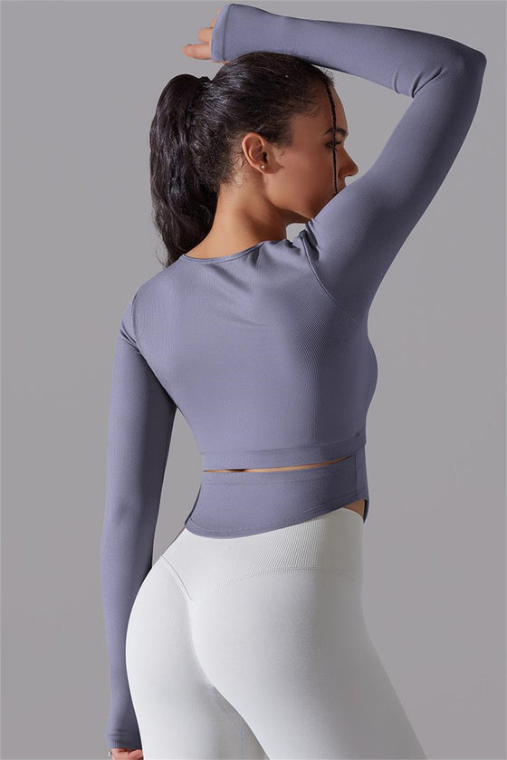 LC264620-P408-S, LC264620-P408-M, LC264620-P408-L, Lilac Outdoor Long Sleeve Active Yoga Top