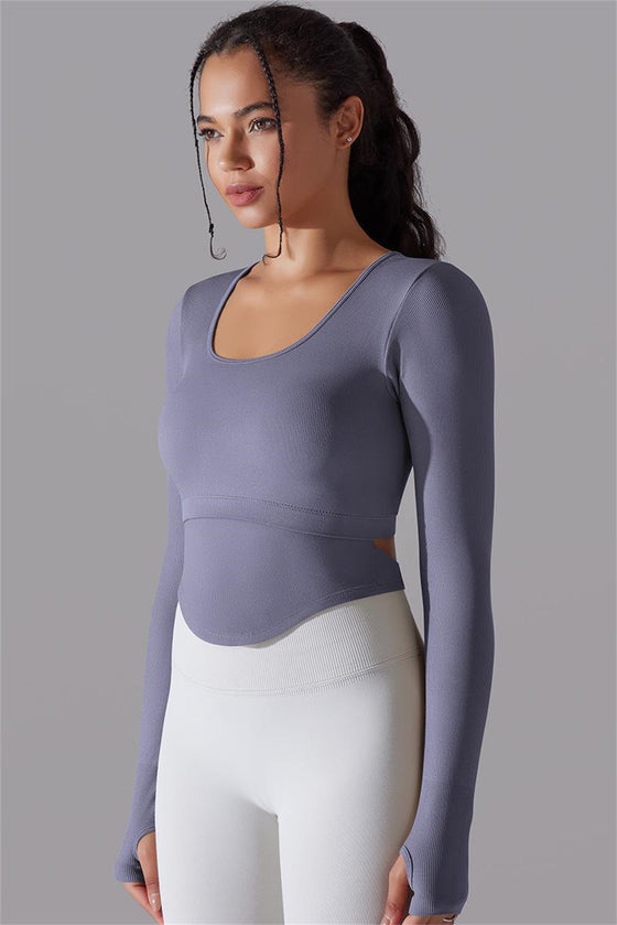 LC264620-P408-S, LC264620-P408-M, LC264620-P408-L, Lilac Outdoor Long Sleeve Active Yoga Top