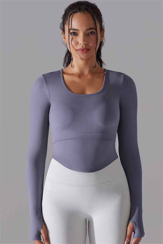 LC264620-P408-S, LC264620-P408-M, LC264620-P408-L, Lilac Outdoor Long Sleeve Active Yoga Top