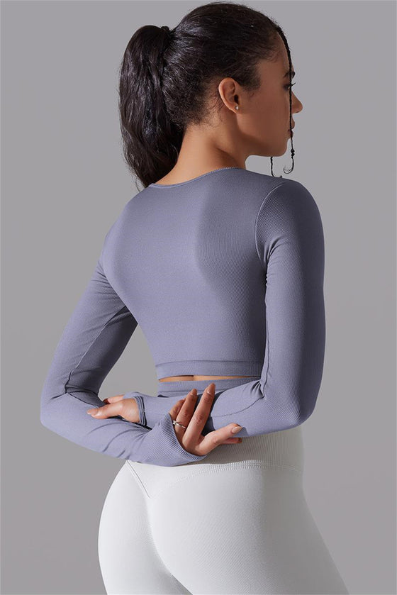 LC264620-P408-S, LC264620-P408-M, LC264620-P408-L, Lilac Outdoor Long Sleeve Active Yoga Top