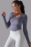 LC264620-P408-S, LC264620-P408-M, LC264620-P408-L, Lilac Outdoor Long Sleeve Active Yoga Top
