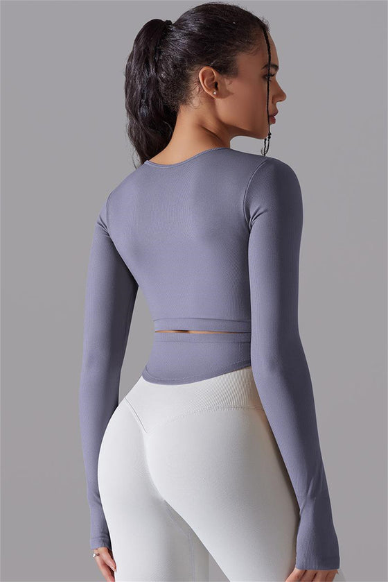 LC264620-P408-S, LC264620-P408-M, LC264620-P408-L, Lilac Outdoor Long Sleeve Active Yoga Top