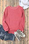 PACK25312934-P306-2, Strawberry Pink JOLENE Ribbed Corded Oversized Sweatshirt