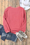 PACK25312934-P306-2, Strawberry Pink JOLENE Ribbed Corded Oversized Sweatshirt