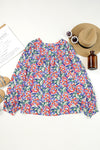 PACK25125116-P922-1, Multicolor Floral Balloon Sleeve Loose Blouse