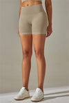 LC265426-P5016-S, LC265426-P5016-M, LC265426-P5016-L, LC265426-P5016-XL, Pale Khaki Daily Bodycon High Waist Active Short