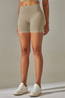  LC265426-P5016-S, LC265426-P5016-M, LC265426-P5016-L, LC265426-P5016-XL, Pale Khaki Daily Bodycon High Waist Active Short
