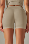 LC265426-P5016-S, LC265426-P5016-M, LC265426-P5016-L, LC265426-P5016-XL, Pale Khaki Daily Bodycon High Waist Active Short