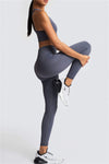LC2611591-P2011-S, LC2611591-P2011-M, LC2611591-P2011-L, Dark Grey Outdoor Sleeveless U Neck Yoga Set