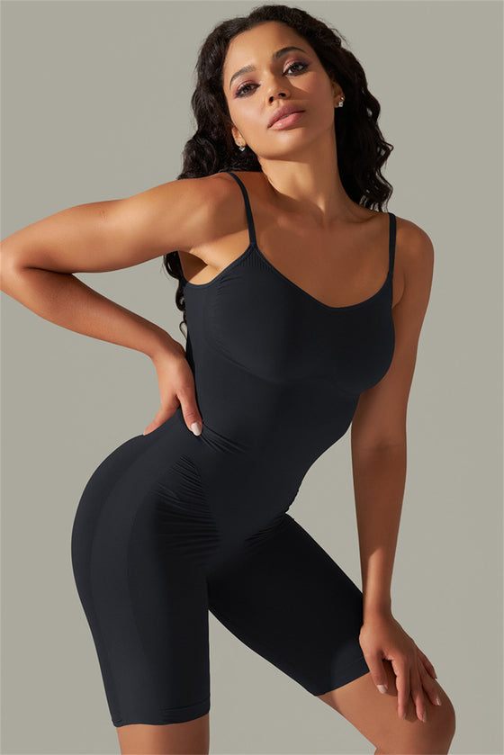 LC260343-P2-S, LC260343-P2-M, LC260343-P2-L, LC260343-P2-XL, Black Daily Bodycon One Piece Yoga Bodysuit