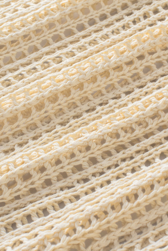 PACK277006-18-2, Apricot Fishnet Knit Ribbed Round Neck Short Sleeve Sweater Tee