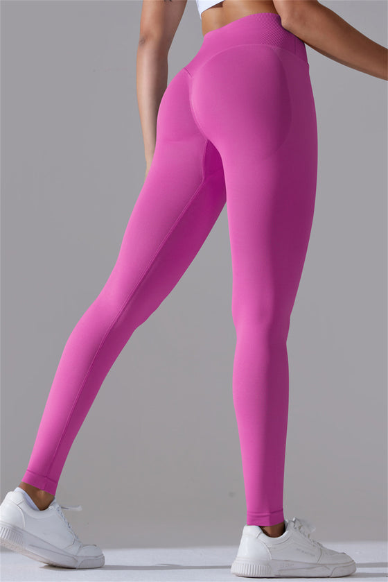 LC265427-P106-S, LC265427-P106-M, LC265427-P106-L, LC265427-P106-XL, LC265427-P106-2XL, Bright Pink Regular Solid Active Yoga Pants