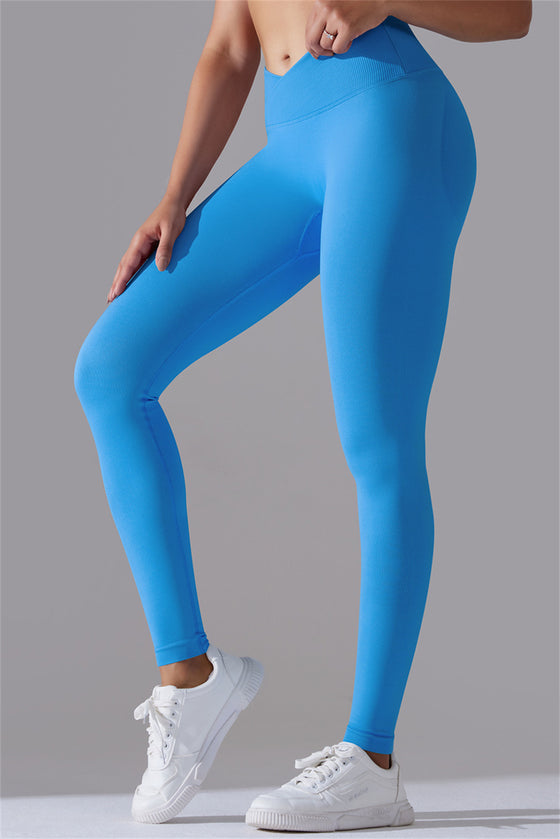 LC265427-P205-S, LC265427-P205-M, LC265427-P205-L, LC265427-P205-XL, LC265427-P205-2XL, Sky Blue Regular Solid Active Yoga Pants