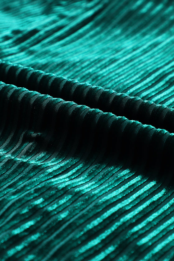 PACK6117666-9-1, Green Tie Back Square Neck Velvet Babydoll Dress