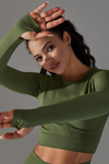 LC264621-P1309-S, LC264621-P1309-M, LC264621-P1309-L, Duffel Green Solid Round Neck Daily Yoga Top