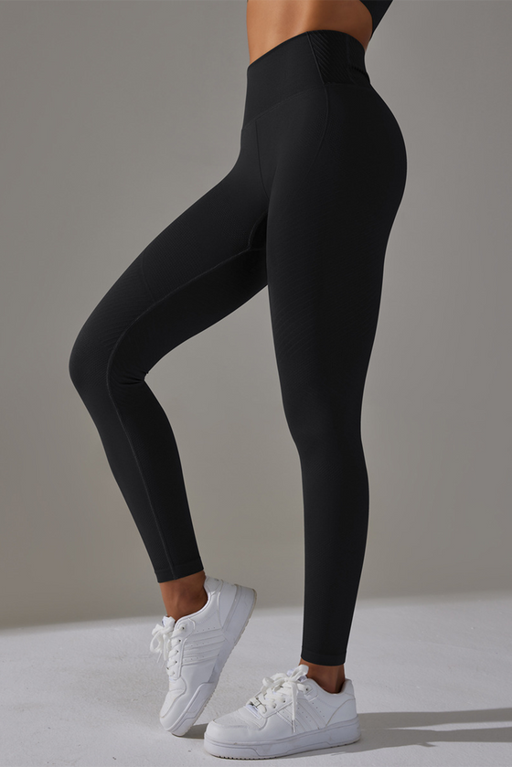 PACK265428-P2-1, Black High Waist Ankle-length Yoga Pants