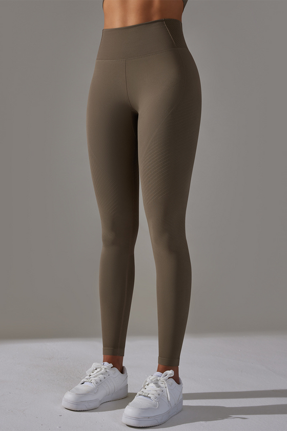 PACK265428-P5017-1, Dark Brown High Waist Ankle-length Yoga Pants