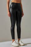LC265429-P2-S, LC265429-P2-M, LC265429-P2-L, LC265429-P2-XL, Black High Waist Faux Leather Elastic Yoga Leggings